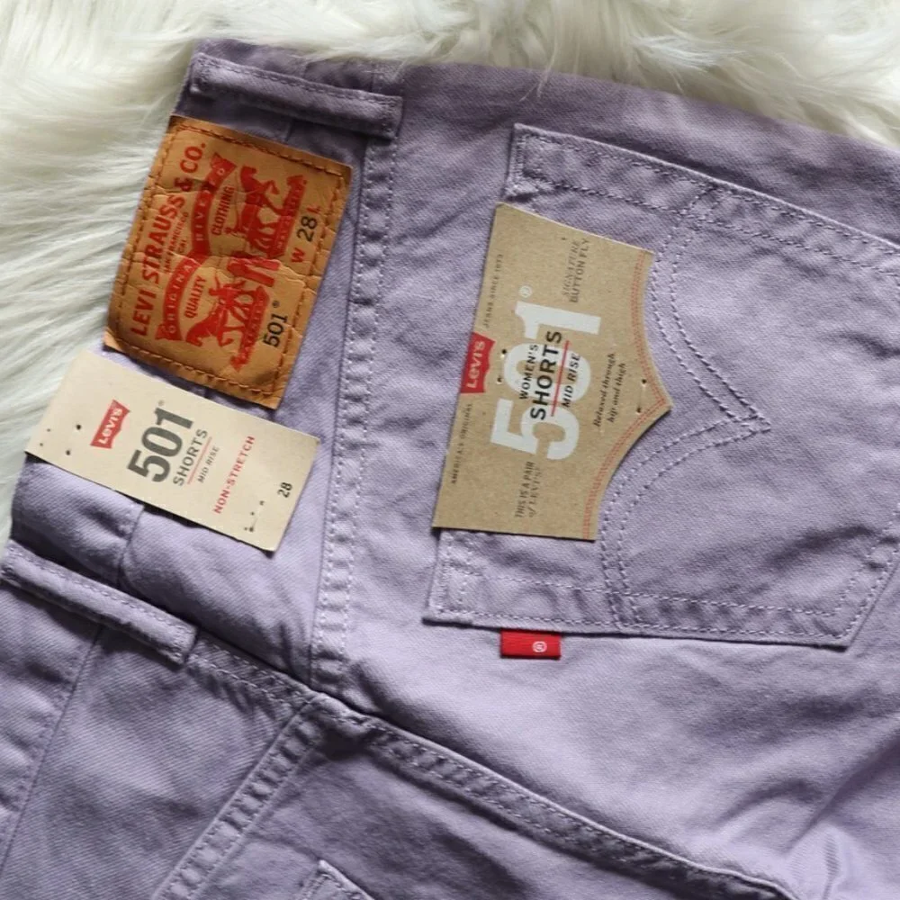 NEW Levi's 501 Purple Mid Rise Denim Jeans Shorts Size 28 - Picture 5 of 7